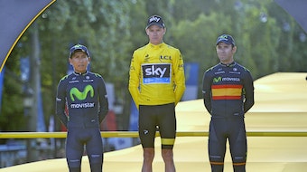 Chris Froome, Team Sky, podium, Champs-Elysees, Tour de France, 2015, pic - Sirotti