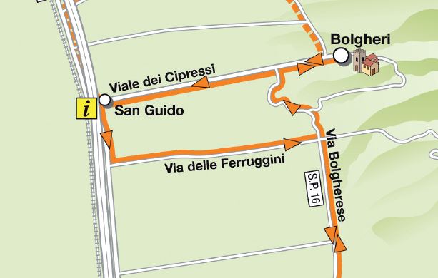 cypress street map Tuscany Etruscan Coast cycle road bike mountain bike