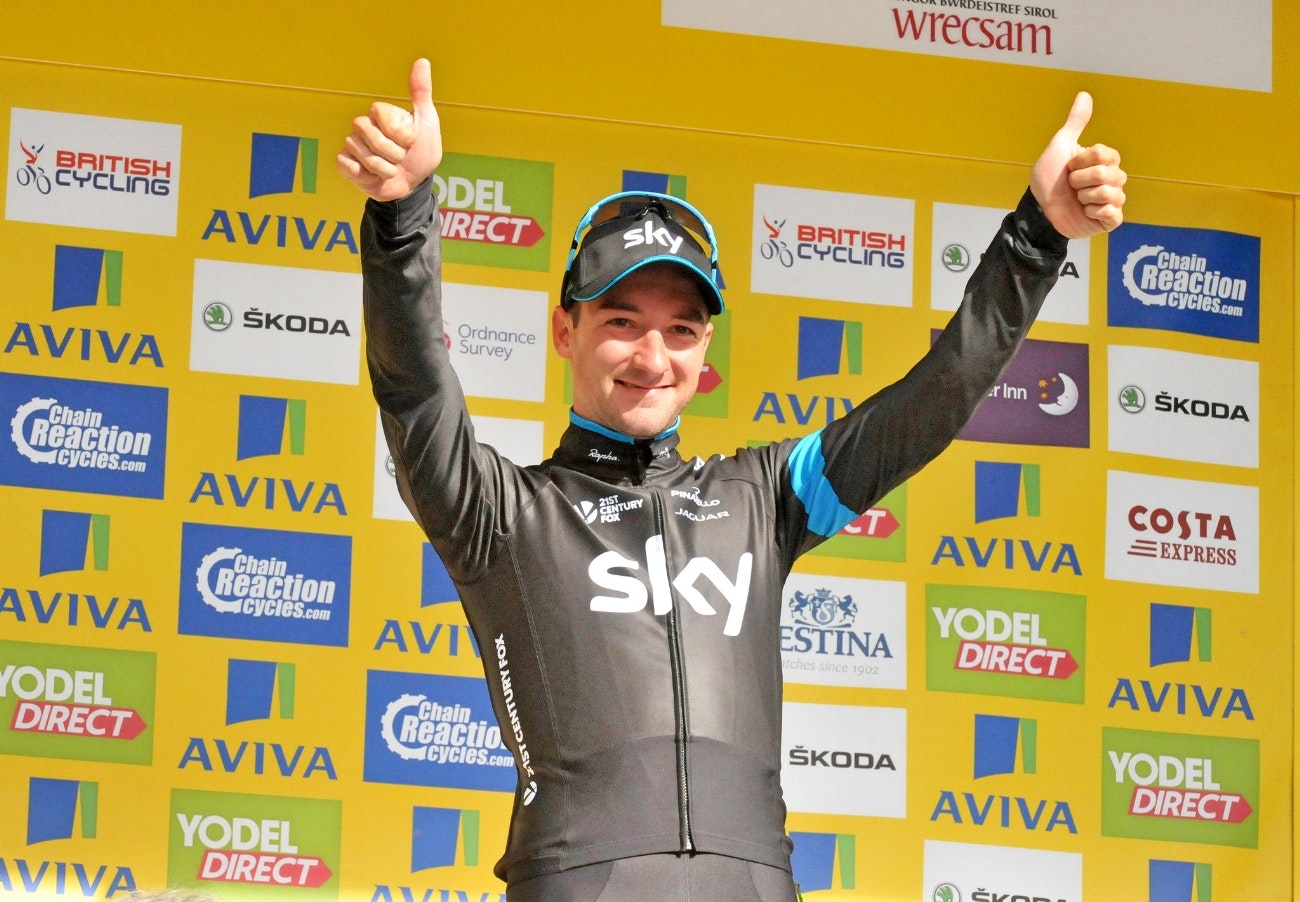 Elia Viviani, Team Sky, Tour of Britain, podium, 2015, pic - The Tour