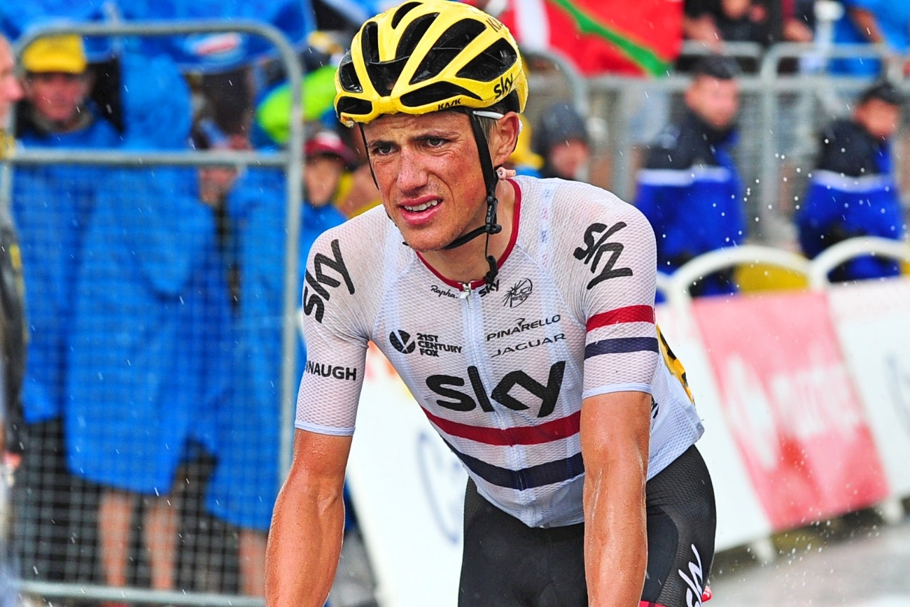 Peter Kennaugh, British champion, ill, rain, Team Sky, 2015, Tour de France, pic - Sirotti
