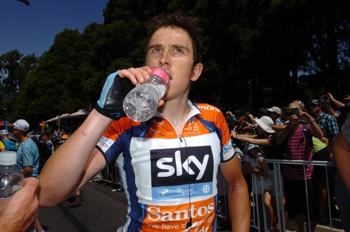 Geraint Thomas, Stage three, Tour Down Under, 2013 - water bottle